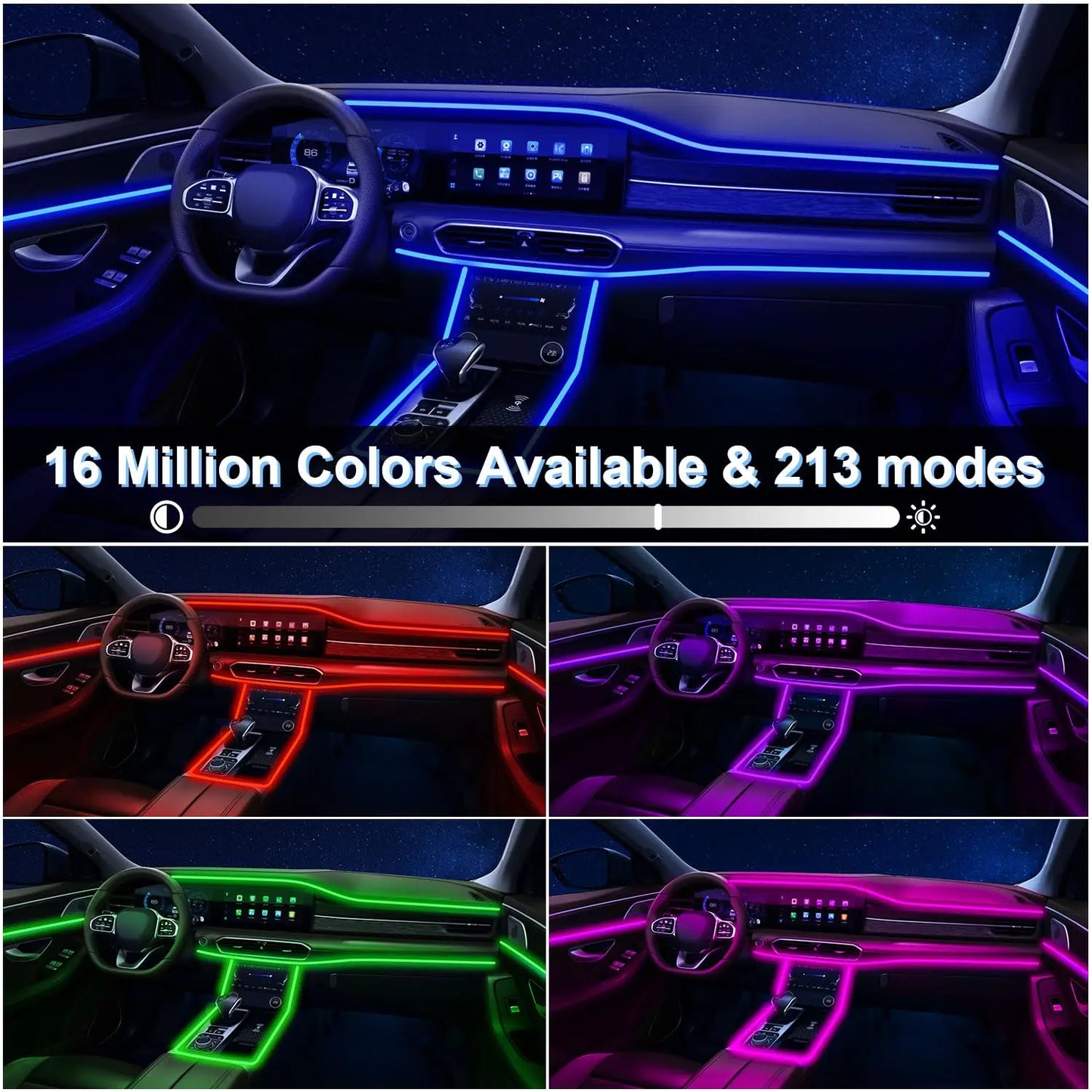 LumenRide Music-Synced Car LED Strip Lights – App & Remote Controlled