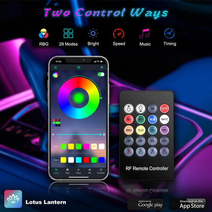 LumenRide Music-Synced Car LED Strip Lights – App & Remote Controlled