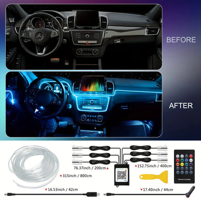 LumenRide Music-Synced Car LED Strip Lights – App & Remote Controlled