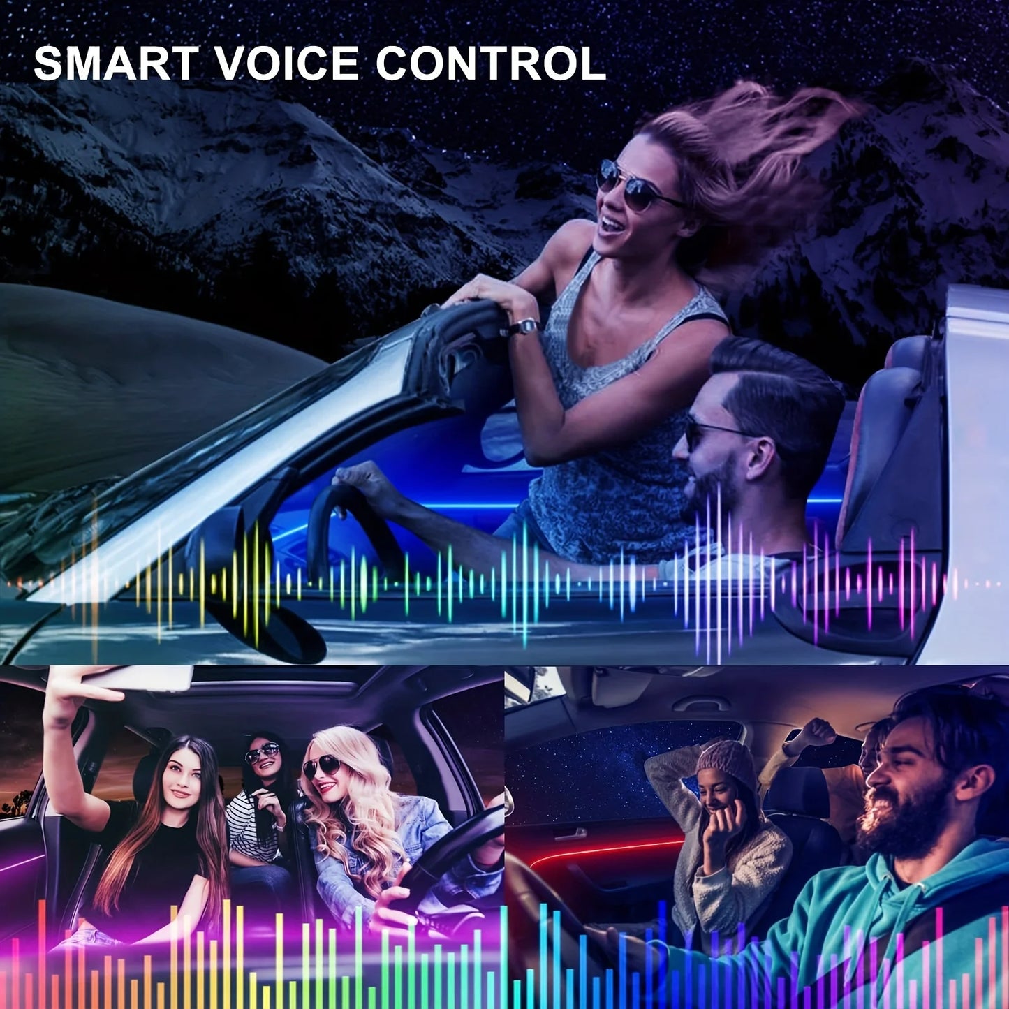 LumenRide Music-Synced Car LED Strip Lights – App & Remote Controlled