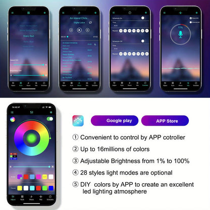 LumenRide Music-Synced Car LED Strip Lights – App & Remote Controlled